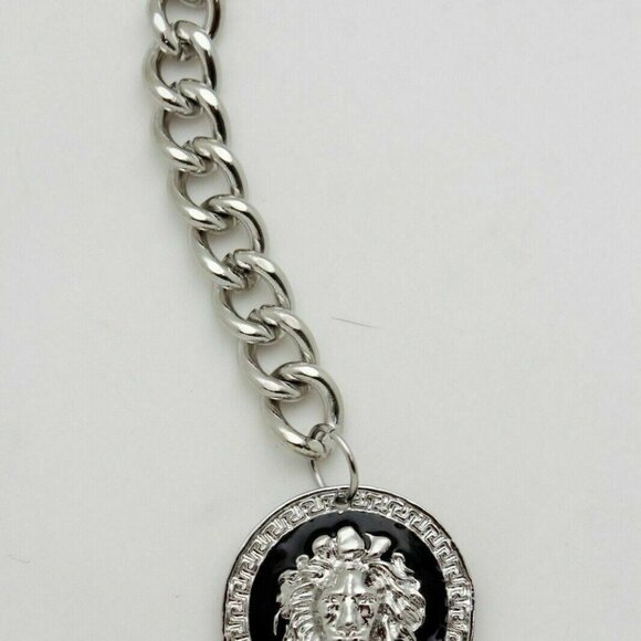 Women Silver Metal Chain Statement Look Belt Hip High Waist Lion Buckle XS S M - Picture 10 of 17